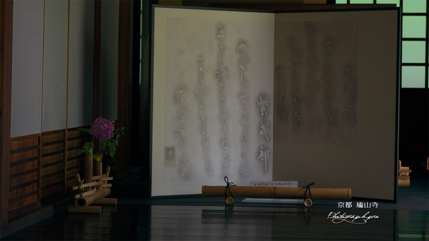 廬山寺 紫陽花と紫式部屏風 壁紙