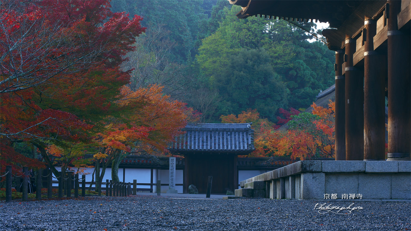 南禅寺天授庵 紅葉の三門と正門 壁紙