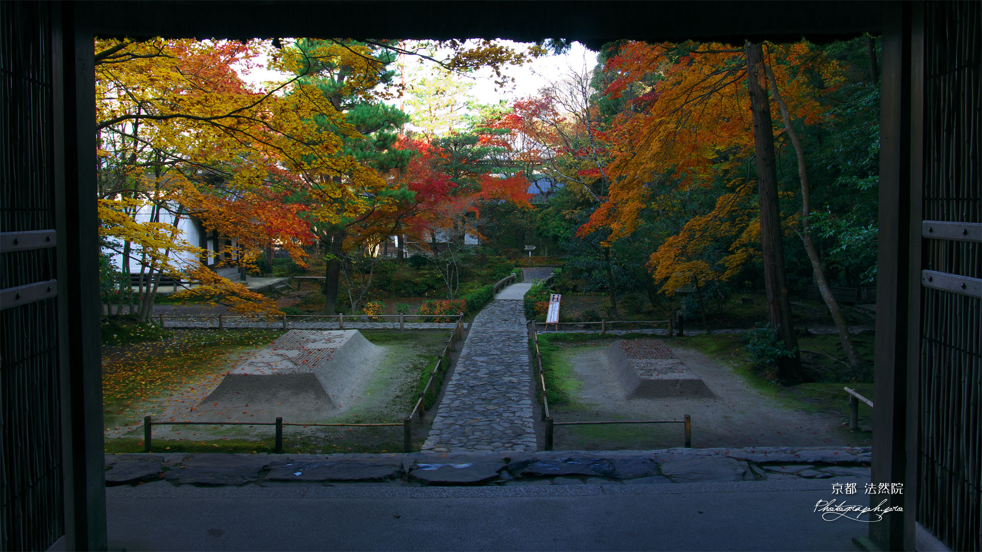 山門からの紅葉の法然院境内