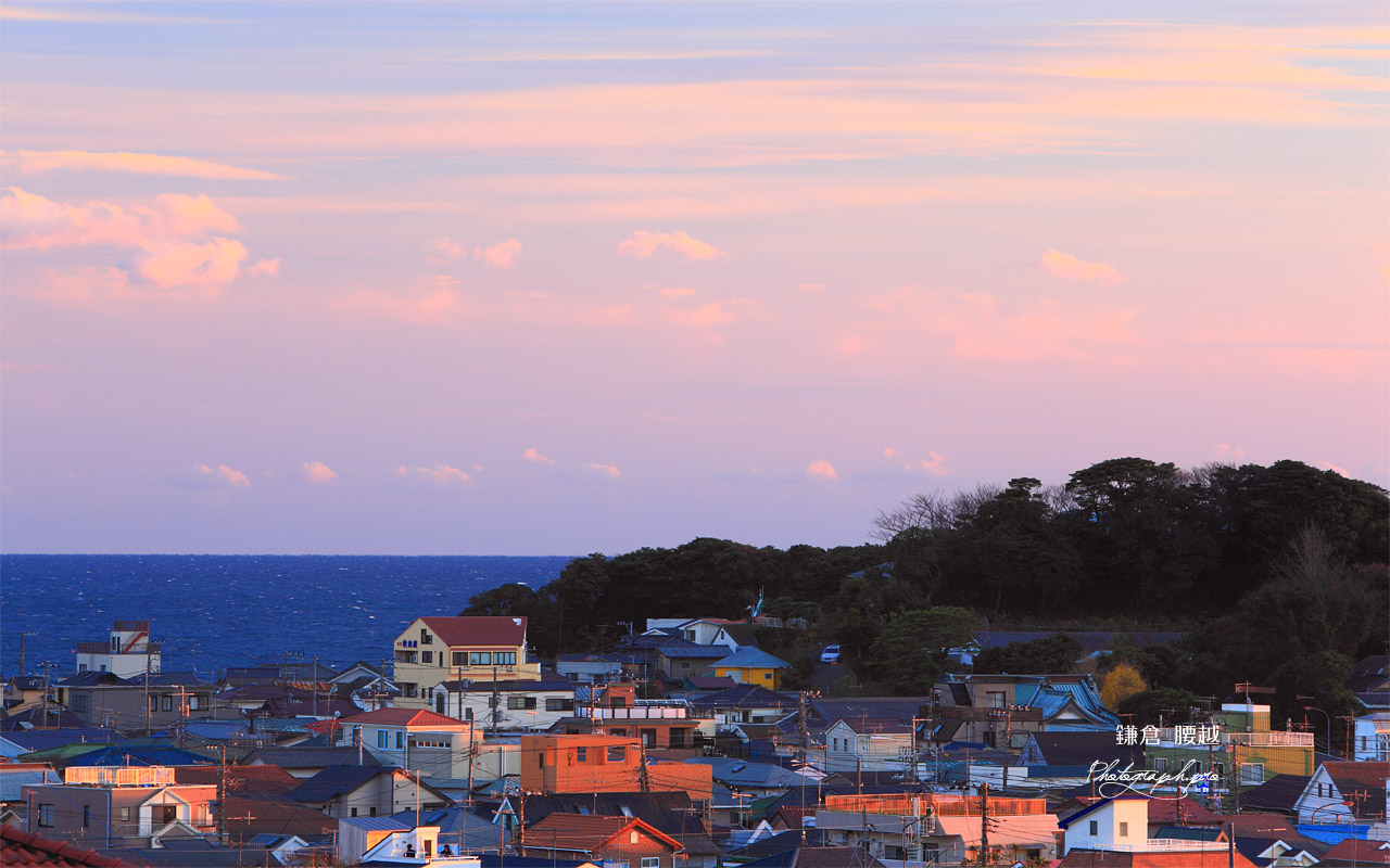 鎌倉 腰越の夕焼け 壁紙