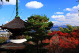 常寂光寺 紅葉の多宝塔と京都市街