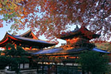 平等院 紅葉と鳳凰堂南翼廊