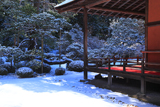 曼殊院 雪化粧庭園と大書院縁側