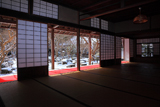 圓光寺 書院からの雪化粧庭園