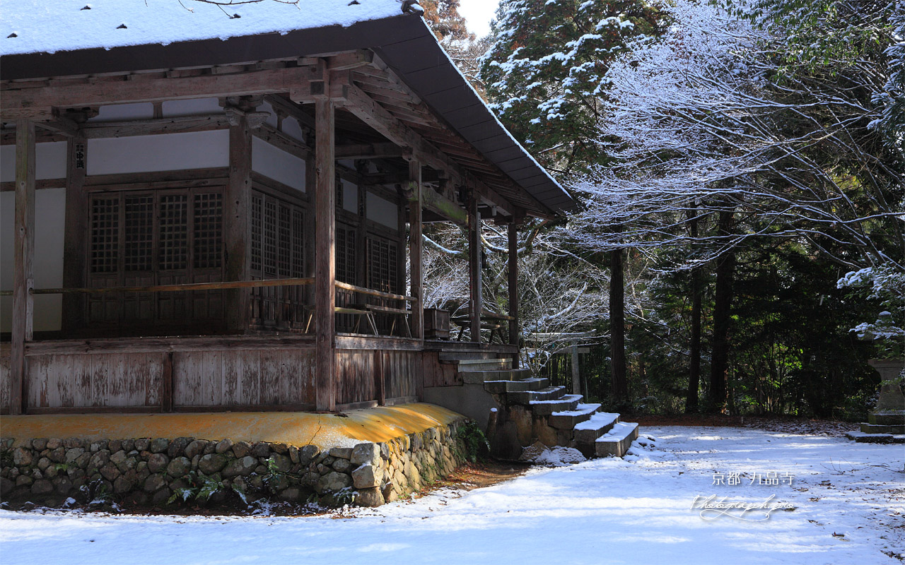 九品寺 雪化粧の観音堂 壁紙
