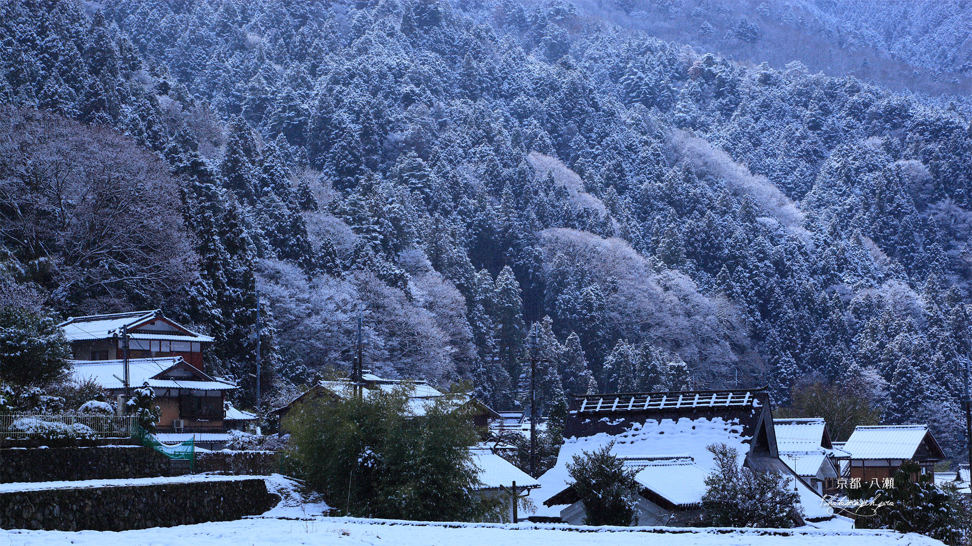 京都八瀬 雪化粧の秋元町