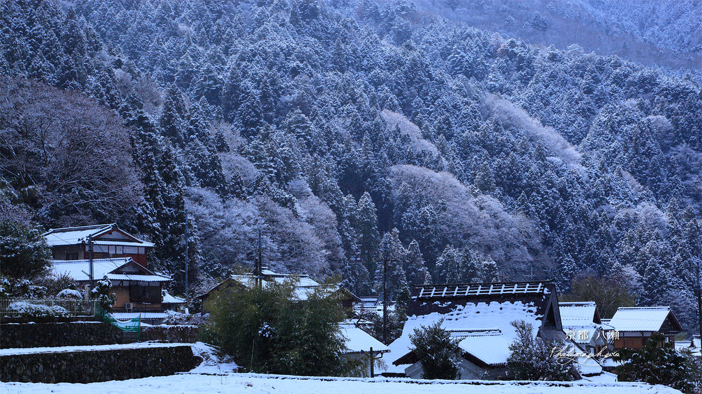 京都八瀬 雪化粧の秋元町 壁紙