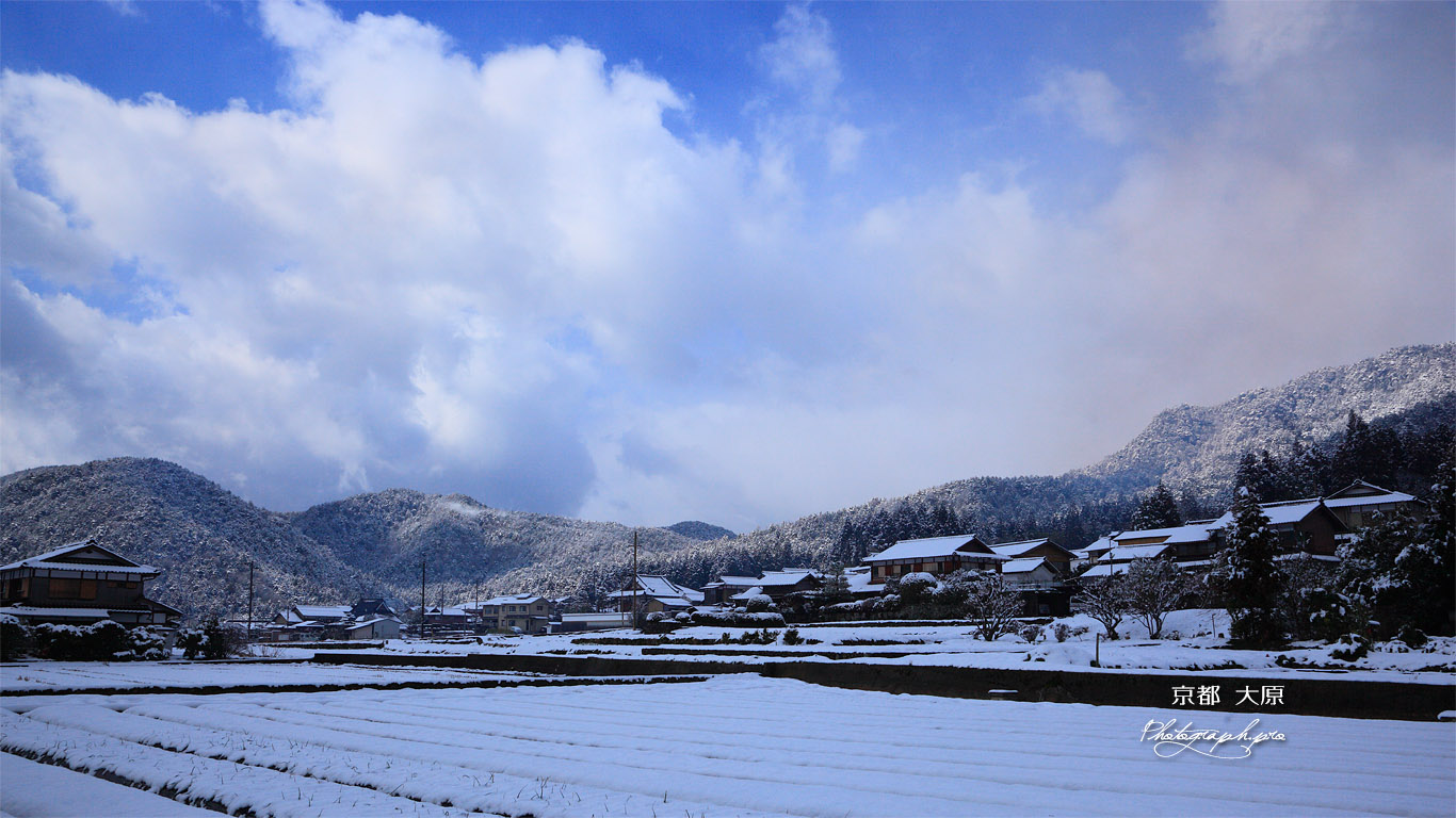 雪景色の大原の里 壁紙