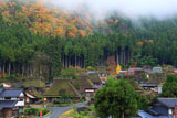 美山かやぶきの里 盆地霧