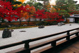相国寺 夕陽と紅葉の開山堂南庭