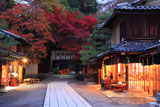 今宮神社 あぶり餅屋と紅葉の東門