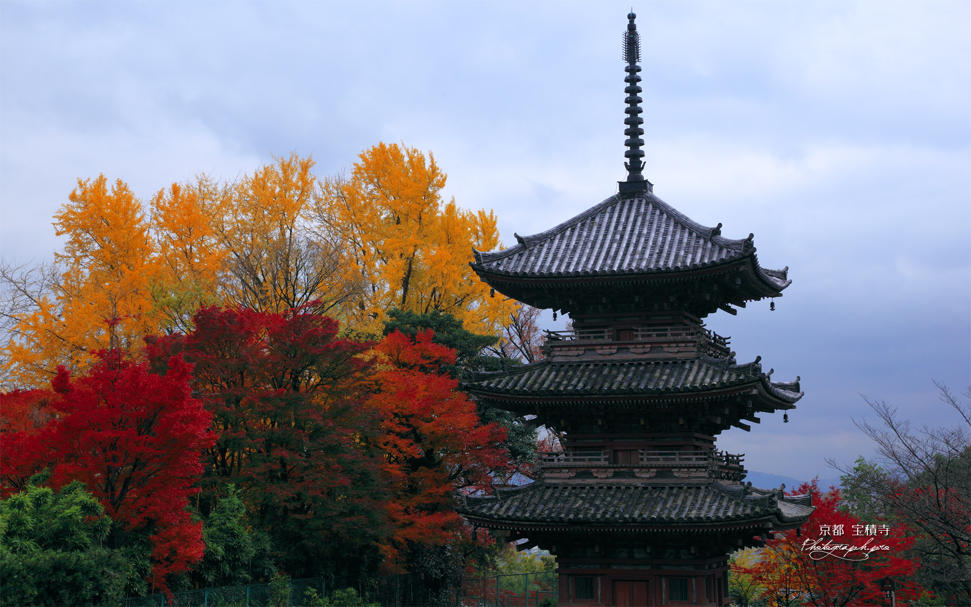 宝積寺 三重塔と紅葉