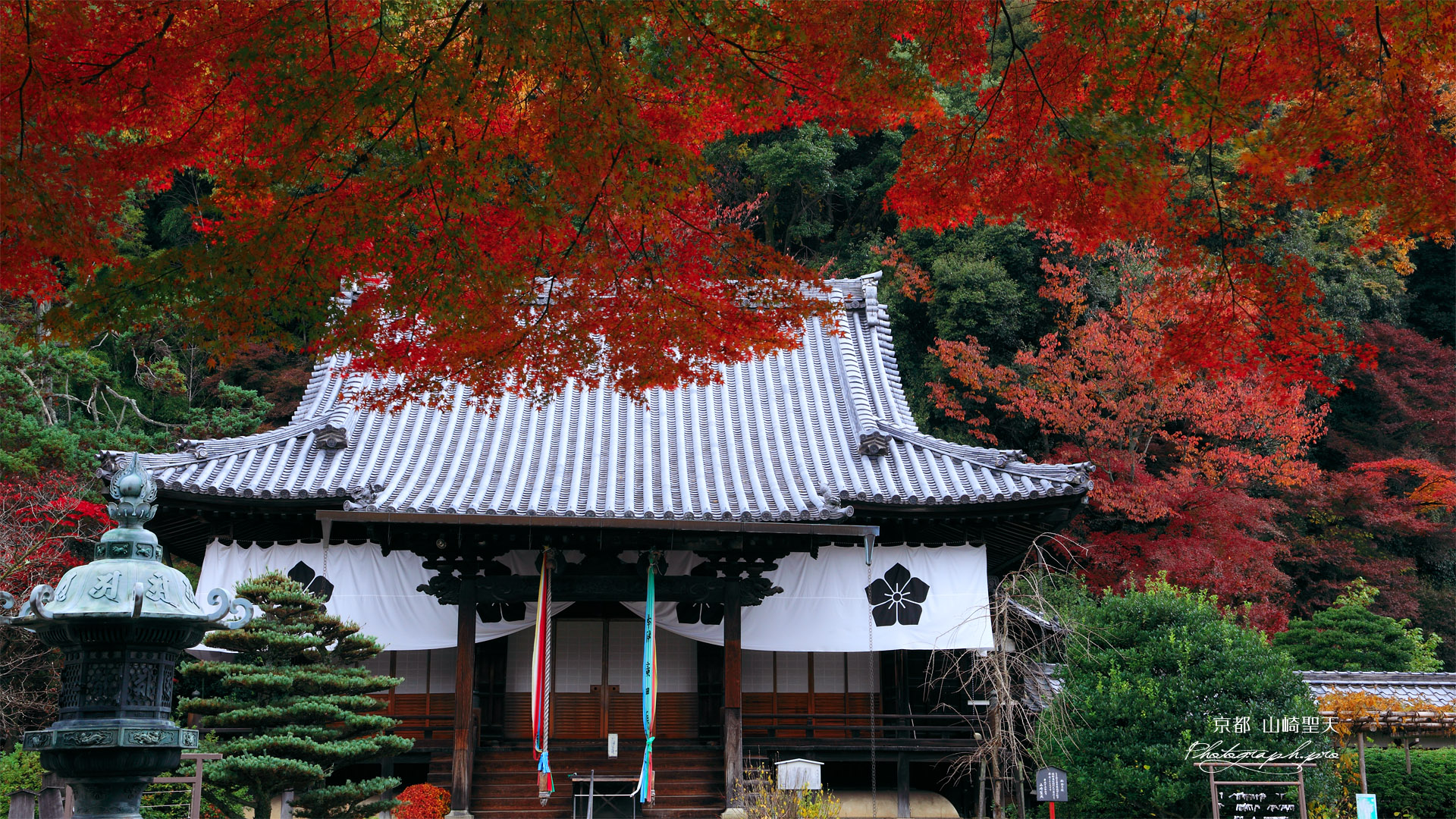 山崎聖天 紅葉と本堂