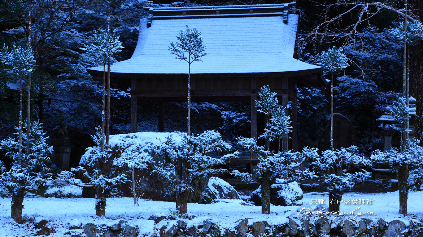 岩戸落葉神社の雪化粧 壁紙