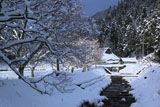 京都広河原 雪景色の上桂川
