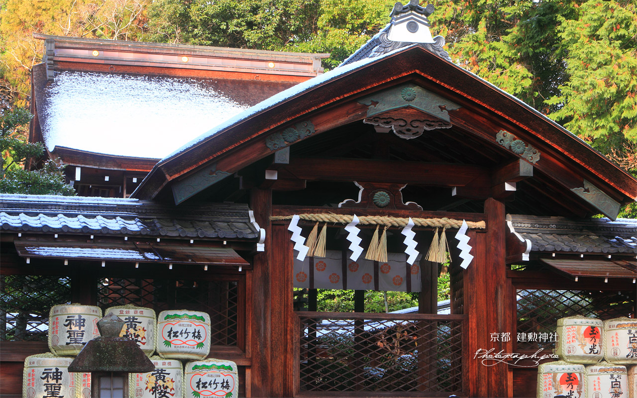 建勲神社 雪化粧した本殿 壁紙