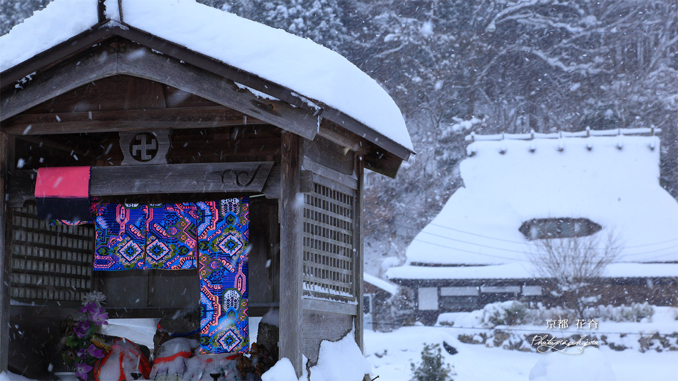 京都花脊 雪の祠堂 壁紙
