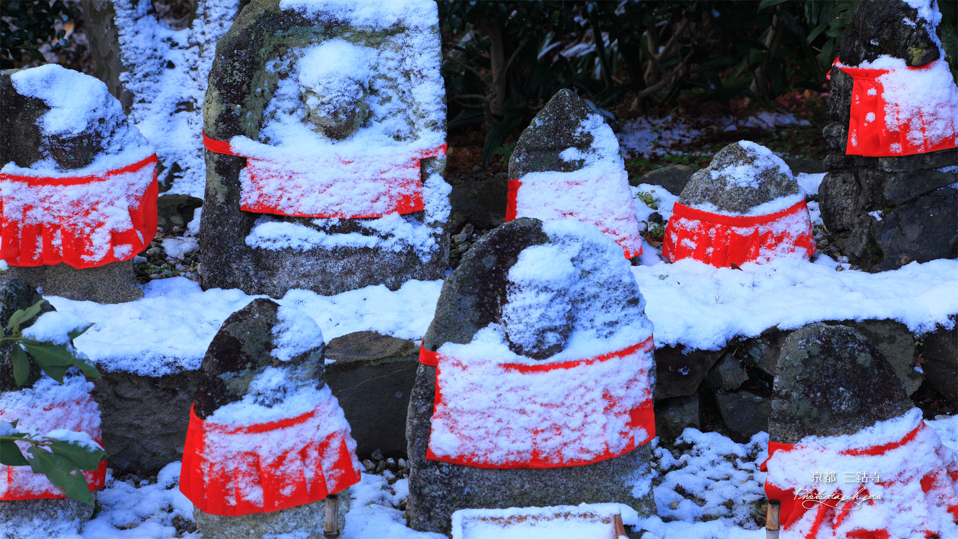 三鈷寺 雪化粧の石仏