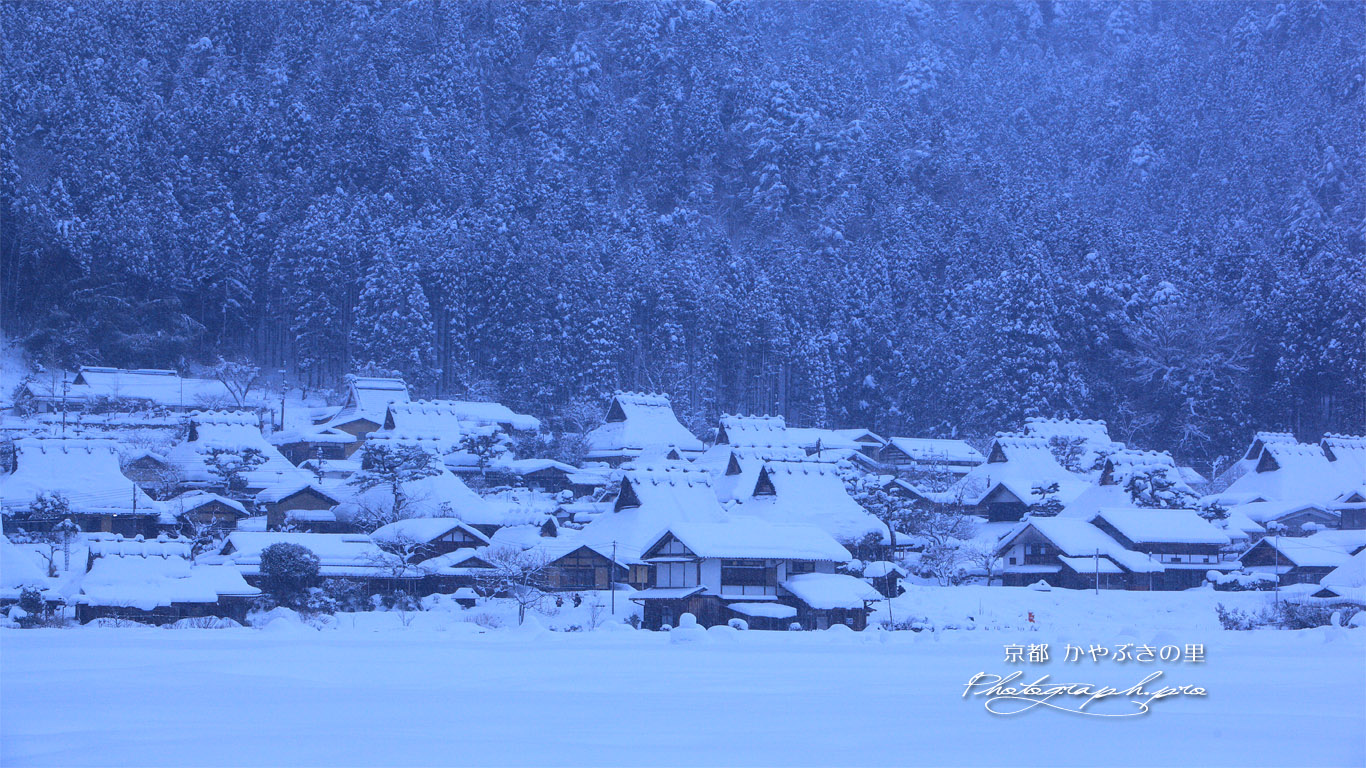 美山かやぶきの里 豪雪 壁紙