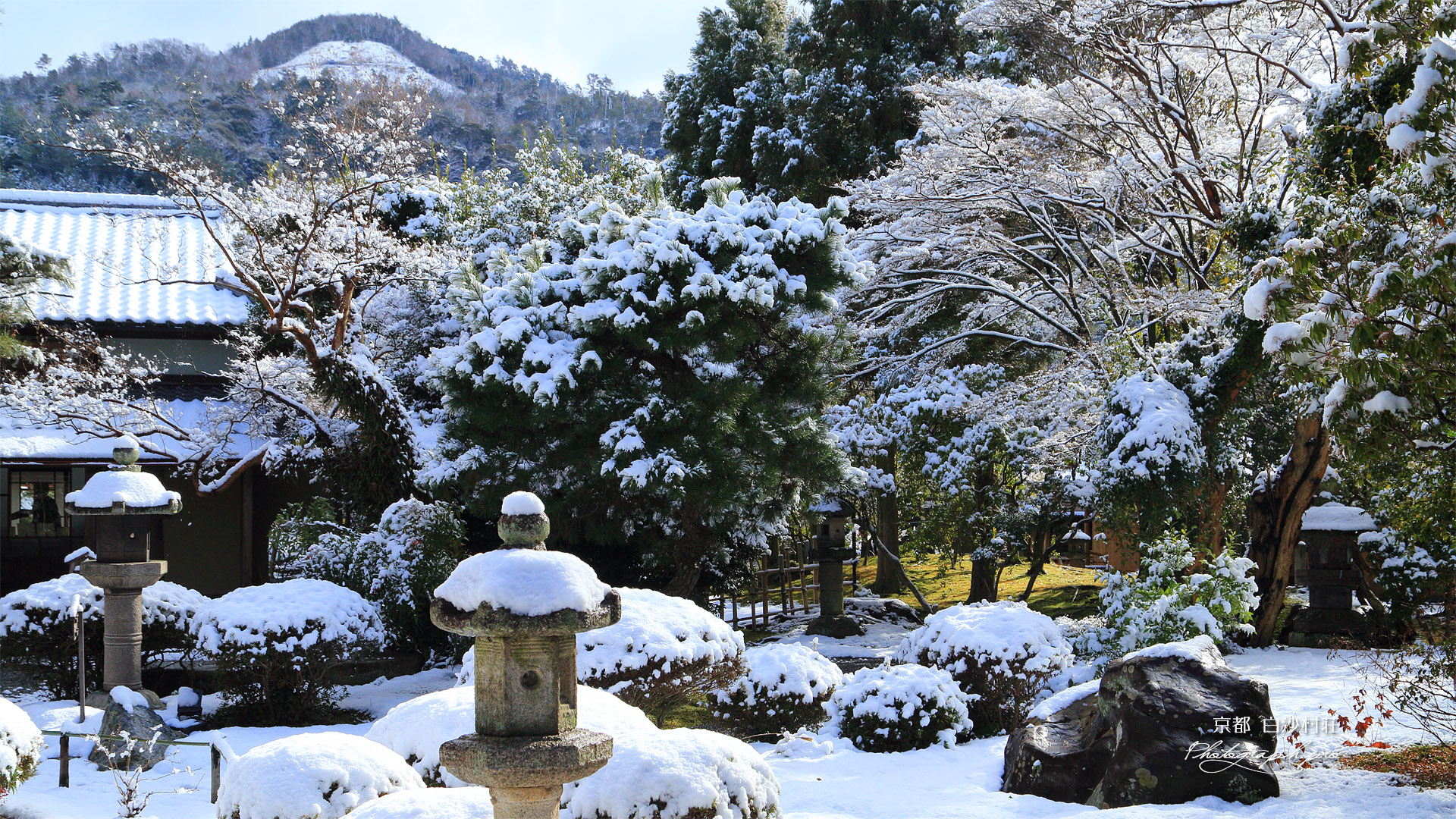 白沙村荘 雪見庭園と大文字山