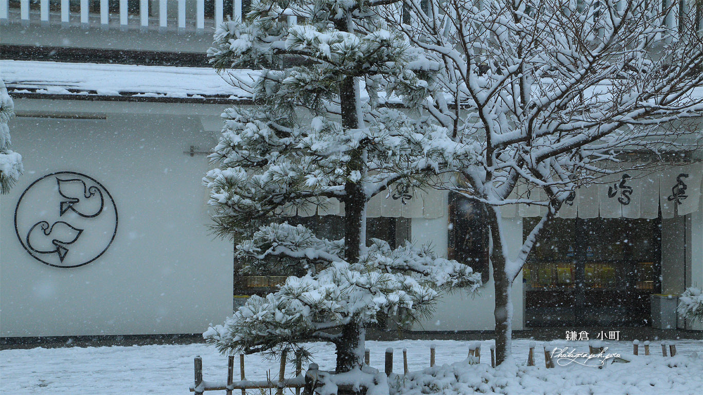 鎌倉 雪降る豊島屋 壁紙