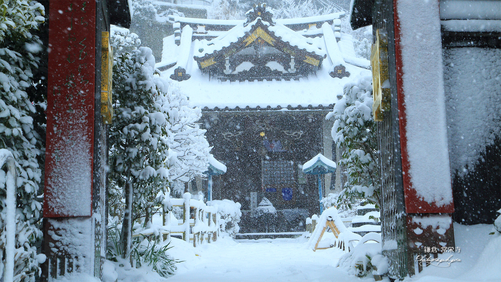 常栄寺 山門越しの雪景色