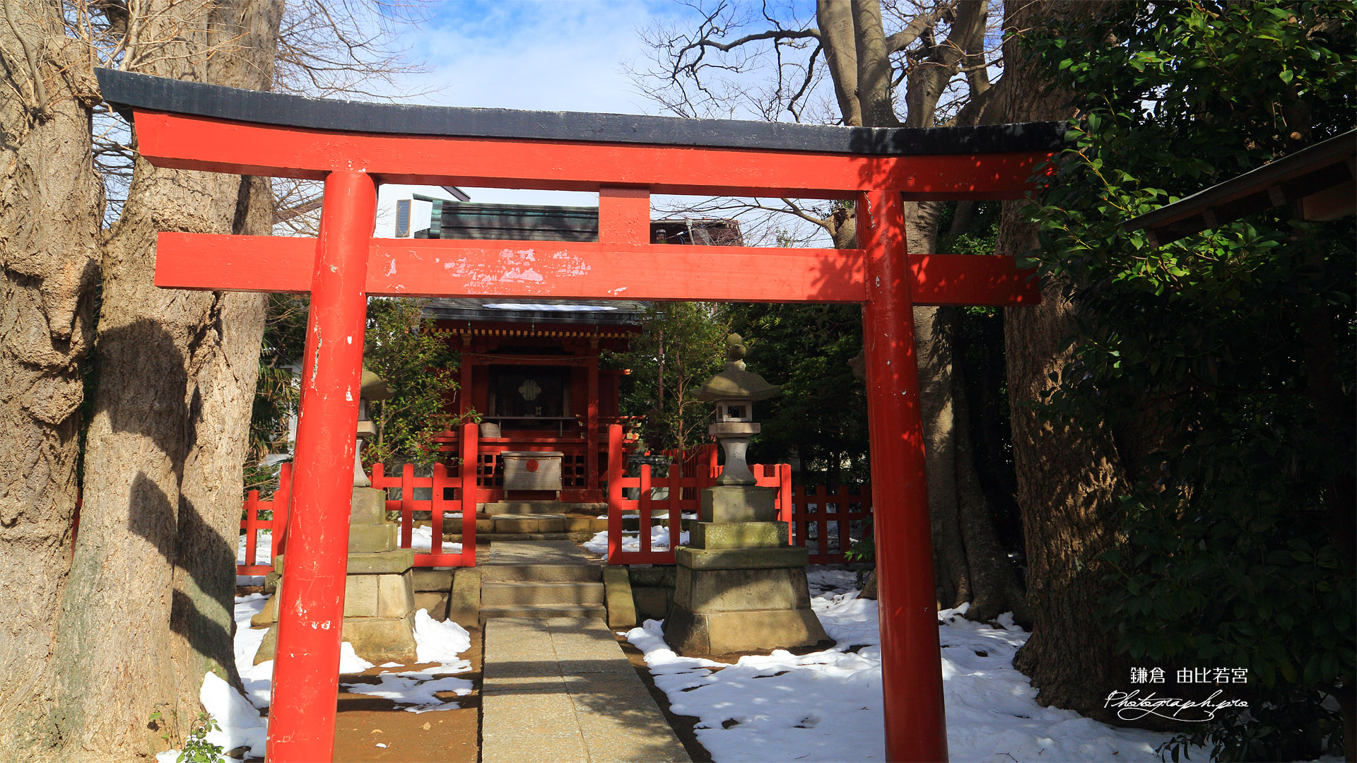 残雪の由比若宮