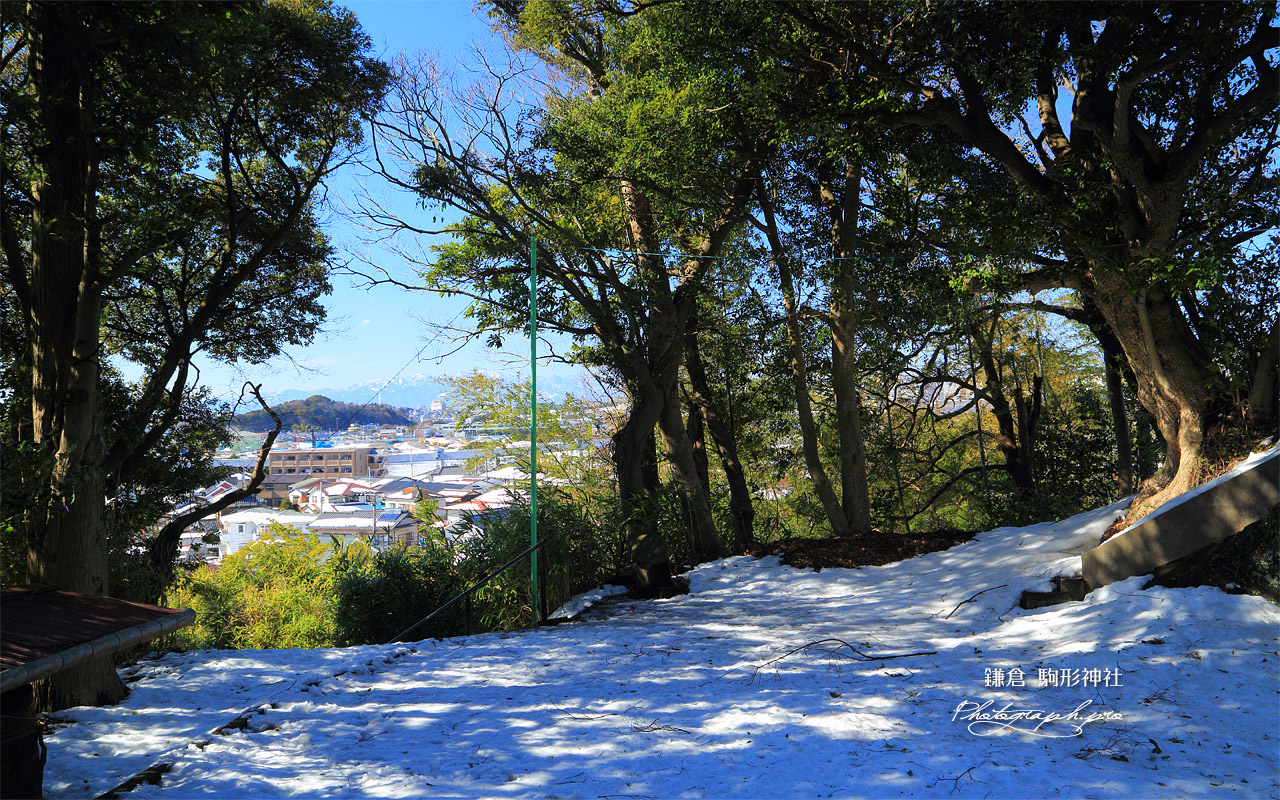 鎌倉寺分 雪景色の駒形神社 壁紙
