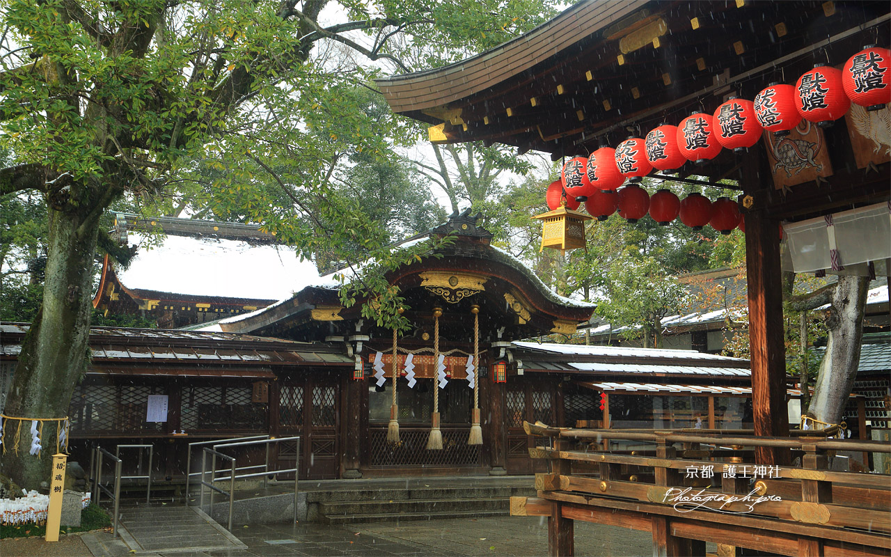 護王神社 降雪の社殿 壁紙