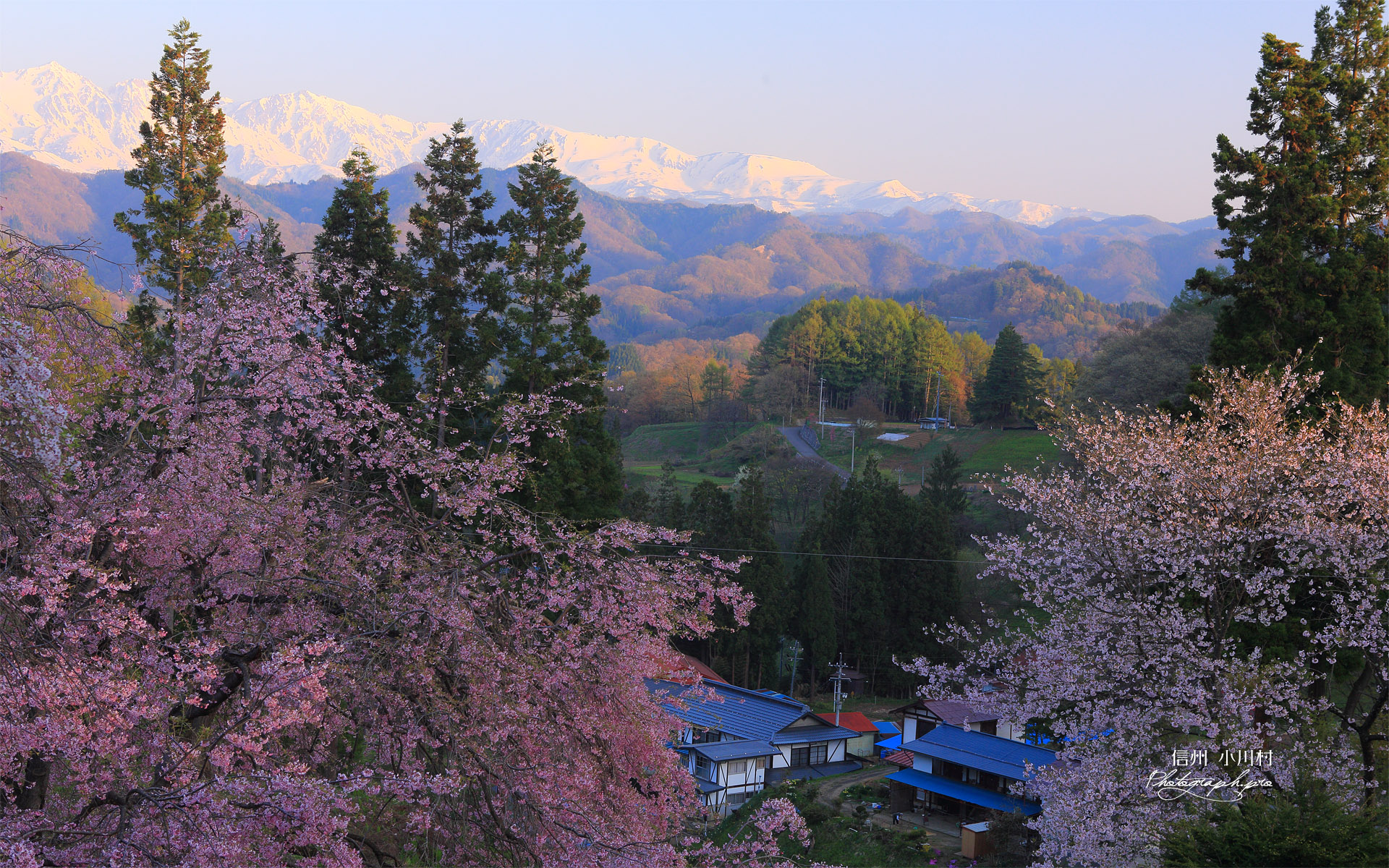 小川村 白馬連峰と表立屋集落